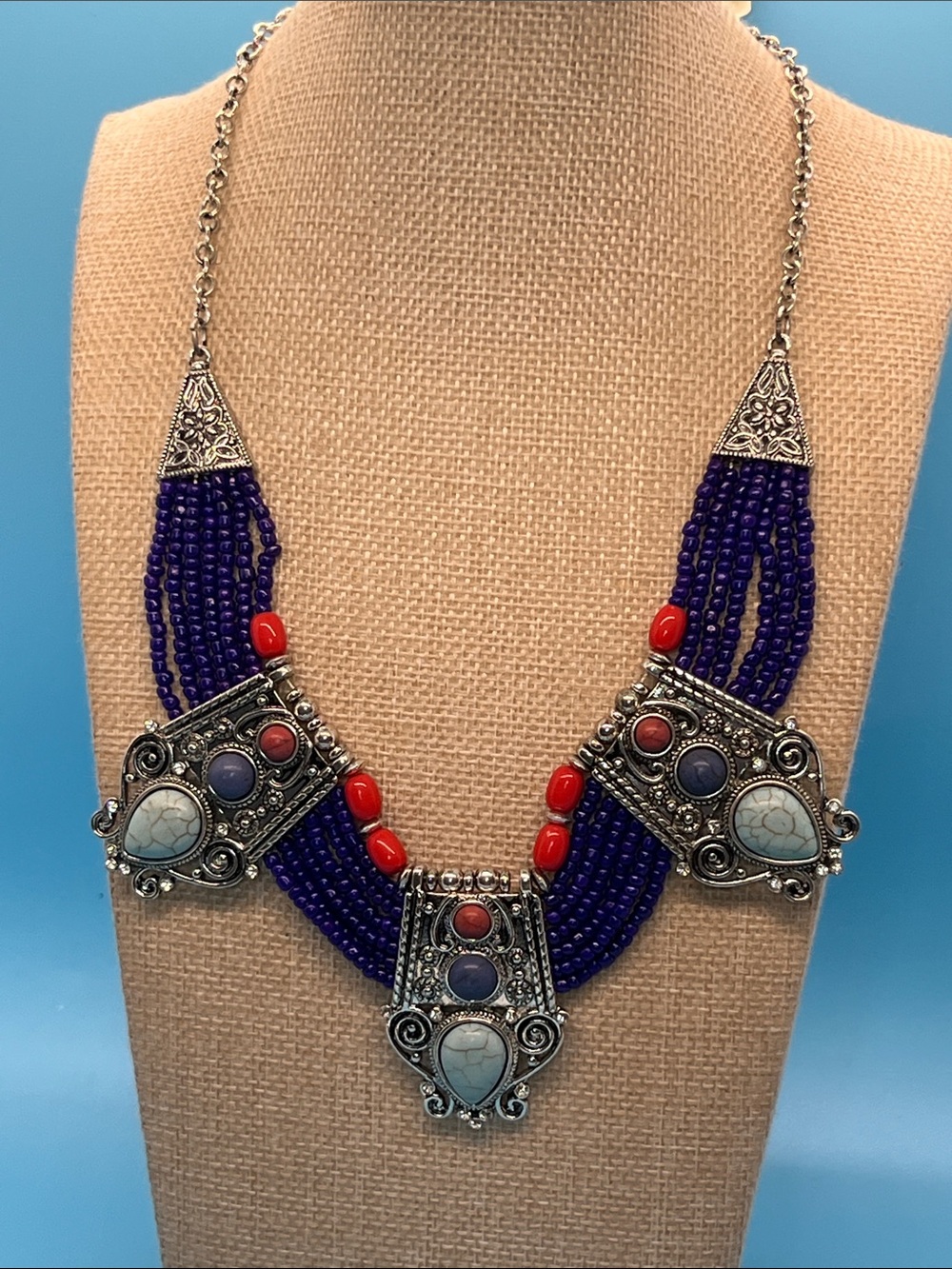 Lane Bryant Purple Beaded Necklace with Accents